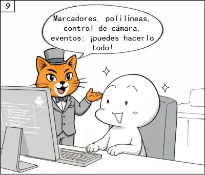 Marcadores, polilíneas, control de cámara, eventos: ¡puedes hacerlo todo!